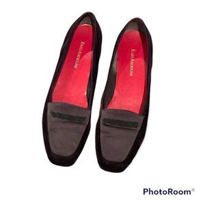 Enzo Angiolini Womens Black Velvet Square Toe Slip On Loafer Shoes Size 8.5 M